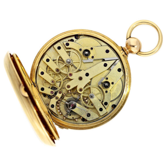 Swiss watch with two time zones and centre seconds Circa 1860 Swiss watch with two time zones and centre seconds Circa 1860