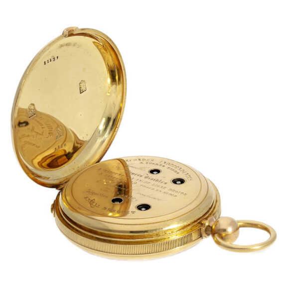 Swiss watch with two time zones and centre seconds Circa 1860 Swiss watch with two time zones and centre seconds Circa 1860