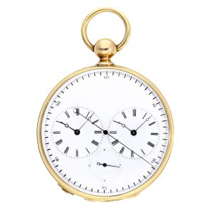 Swiss watch with two time zones and centre seconds Circa 1860