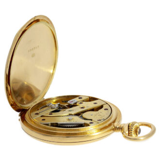 Swiss 18K gold full hunter pocket watch with 24-hour dial Circa 1910