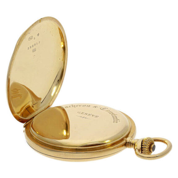 Swiss 18K gold full hunter pocket watch with 24-hour dial Circa 1910 Swiss 18K gold full hunter pocket watch with 24-hour dial Circa 1910