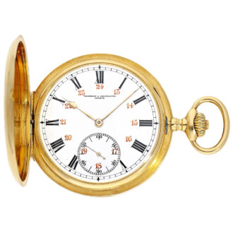 Swiss 18K gold full hunter pocket watch with 24-hour dial Circa 1910