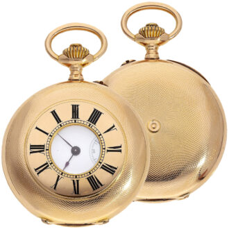 French 18 carat gold half hunting cased lever watch Circa 1890
