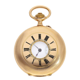 French 18 carat gold half hunting cased lever watch Circa 1890