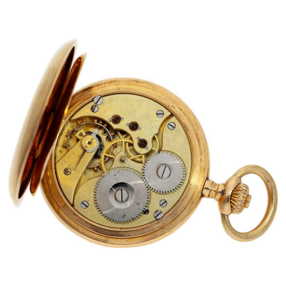 Swiss 18K gold IWC hunting cased pocket watch Circa 1901 Swiss 18K gold IWC hunting cased pocket watch Circa 1901