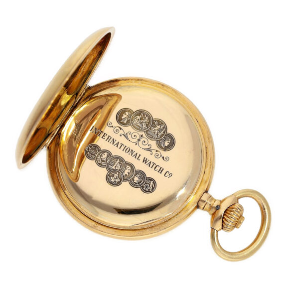 Swiss 18K gold IWC hunting cased pocket watch Circa 1901 Swiss 18K gold IWC hunting cased pocket watch Circa 1901