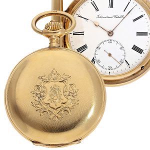 Swiss 18K gold IWC hunting cased pocket watch Circa 1901
