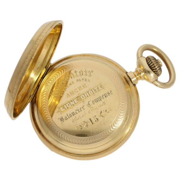 French 18K gold hunting cased anchor chronometer Circa 1880 French 18K gold hunting cased anchor chronometer Circa 1880