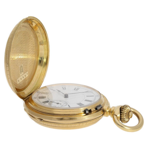 French 18K gold hunting cased anchor chronometer Circa 1880 French 18K gold hunting cased anchor chronometer Circa 1880