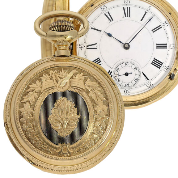 French 18K gold hunting cased anchor chronometer Circa 1880