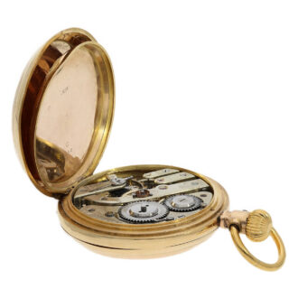 English 18K gold full hunter with Champlevé dial Circa 1880