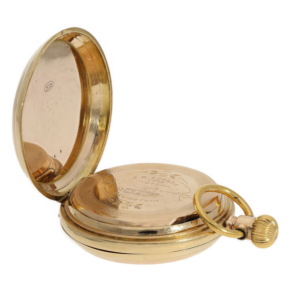 English 18K gold full hunter with Champlevé dial Circa 1880 English 18K gold full hunter with Champlevé dial Circa 1880