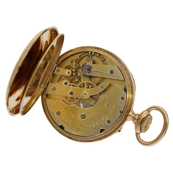 Swiss gold pocket watch with large balance wheel Circa 1888 Swiss gold pocket watch with large balance wheel Circa 1888
