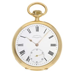 Large Swiss gold open faced keyless lever watch Circa 1910