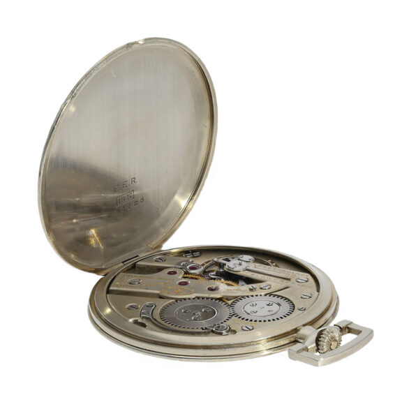 Swiss white gold open faced keyless lever pocket watch Circa 1923 Swiss white gold open faced keyless lever pocket watch Circa 1923
