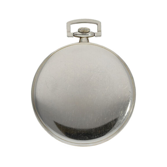 Swiss white gold open faced keyless lever pocket watch Circa 1923 Swiss white gold open faced keyless lever pocket watch Circa 1923