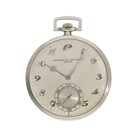 Swiss white gold open faced keyless lever pocket watch Circa 1923