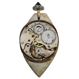 Rare gold, onyx and rock crystal Art Deco neck watch Circa 1925