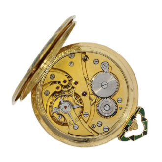 Rare French gold and enamel Art Deco pocket watch Circa 1925