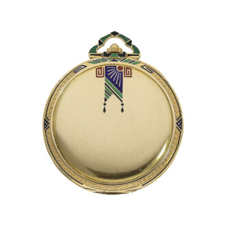 Rare French gold and enamel Art Deco pocket watch Circa 1925