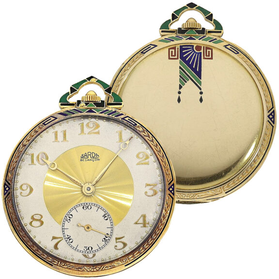 Rare French gold and enamel Art Deco pocket watch Circa 1925 Rare French gold and enamel Art Deco pocket watch Circa 1925