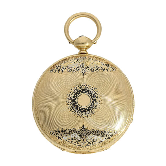 Swiss gold enamel full hunting pocket watch Circa 1870 Swiss gold enamel full hunting pocket watch Circa 1870