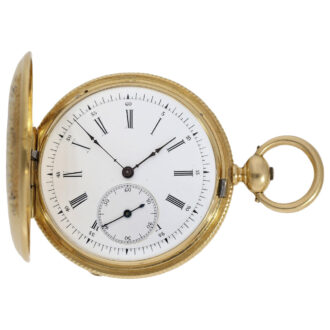 Swiss gold enamel full hunting pocket watch Circa 1870