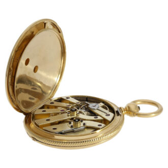 Swiss gold enamel full hunting pocket watch Circa 1870.