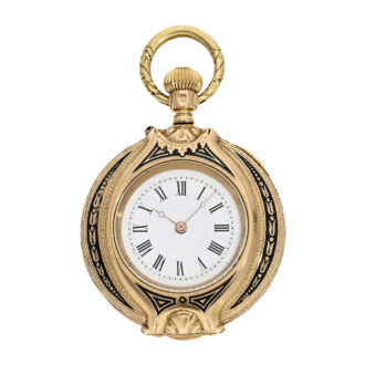 Rare gold, enamel form pocket watch with diamonds Circa 1880