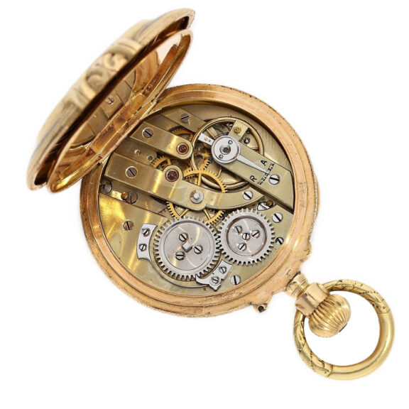 Rare gold, enamel form pocket watch with diamonds Circa 1880 Rare gold, enamel form pocket watch with diamonds Circa 1880