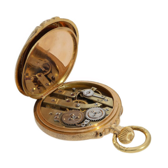 Rare gold, enamel form pocket watch with diamonds Circa 1880 Rare gold, enamel form pocket watch with diamonds Circa 1880