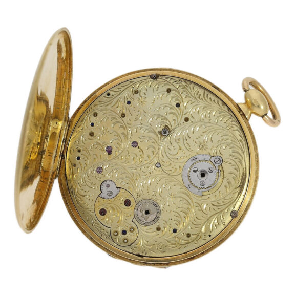 Extremely flat French gold and enamel cylinder watch Circa 1840 Extremely flat French gold and enamel cylinder watch Circa 1840