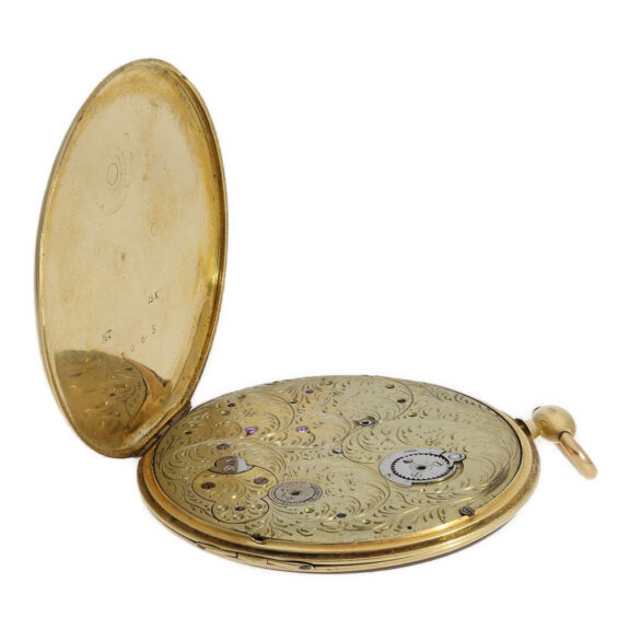 Extremely flat French gold and enamel cylinder watch Circa 1840 Extremely flat French gold and enamel cylinder watch Circa 1840