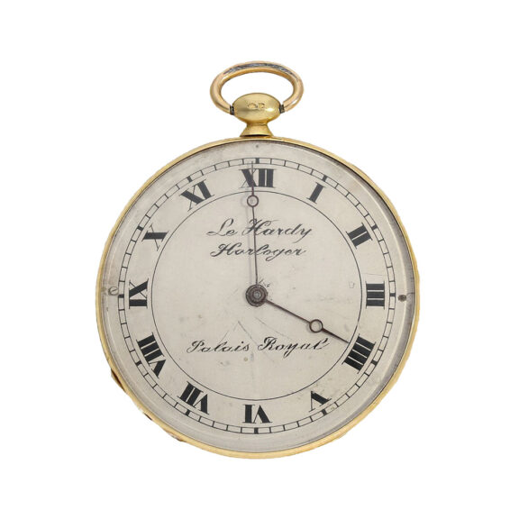 Extremely flat French gold and enamel cylinder watch Circa 1840 Extremely flat French gold and enamel cylinder watch Circa 1840