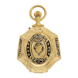 Small Swiss 18K gold, enamel form pendant watch Circa 1870