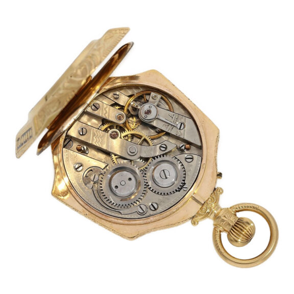 Small Swiss 18K gold, enamel form pendant watch Circa 1870 Small Swiss 18K gold, enamel form pendant watch Circa 1870