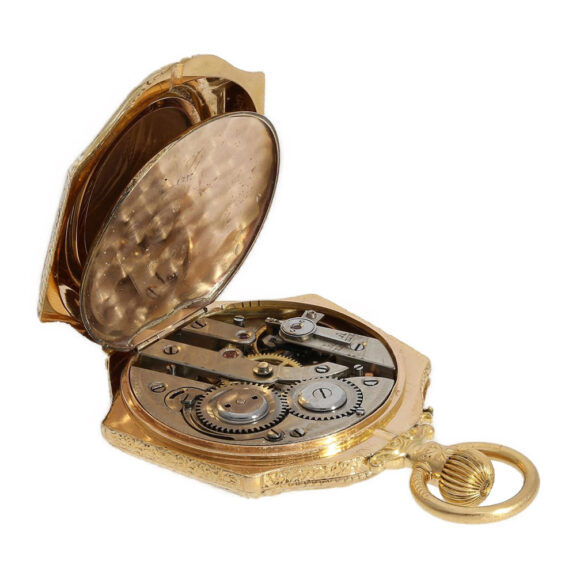 Small Swiss 18K gold, enamel form pendant watch Circa 1870 Small Swiss 18K gold, enamel form pendant watch Circa 1870