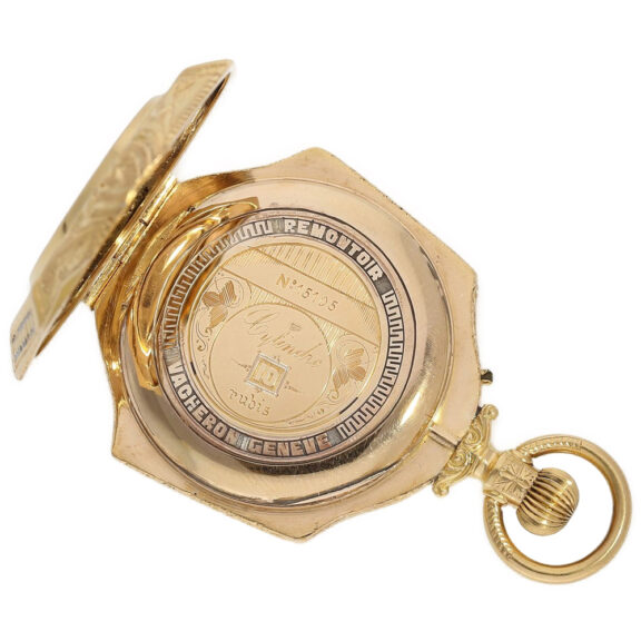 Small Swiss 18K gold, enamel form pendant watch Circa 1870 Small Swiss 18K gold, enamel form pendant watch Circa 1870