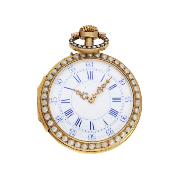 French pearl, agate cameo-set watch with chatelaine Circa 1880 French pearl, agate cameo-set watch with chatelaine Circa 1880