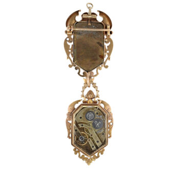 Rare gold, enamel watch in the shape of a coat of arms Circa 1880