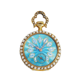 Swiss gold, enamel and pearl-set ladies' pendant watch Circa 1900