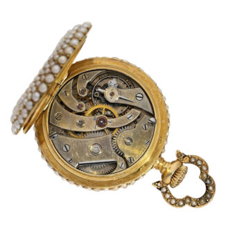 Swiss gold, enamel and pearl-set ladies' pendant watch Circa 1900