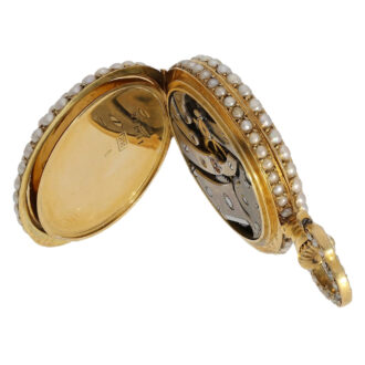 Swiss gold, enamel and pearl-set ladies' pendant watch Circa 1900