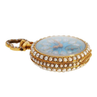 Swiss gold, enamel and pearl-set ladies' pendant watch Circa 1900