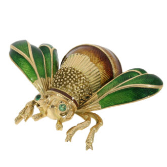 French gold and enamel watch in the form of a beetle Circa 1955