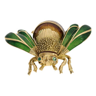 French gold and enamel watch in the form of a beetle Circa 1955