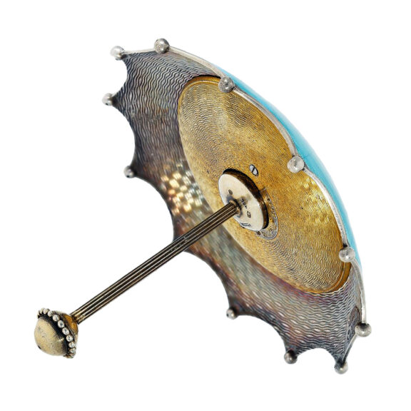 Swiss enamelled form watch in the shape of an umbrella Circa 1920 Swiss enamelled form watch in the shape of an umbrella Circa 1920