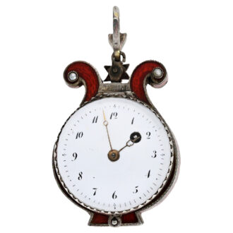 Rare Swiss silver pendant watch in the shape of a lyre Circa 1800