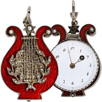 Rare Swiss silver pendant watch in the shape of a lyre Circa 1800
