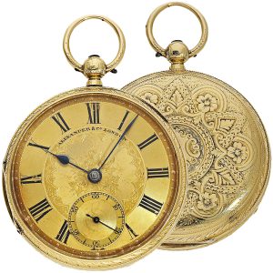 Exceptionally heavy English 18K gold lever pocket watch Circa 1868